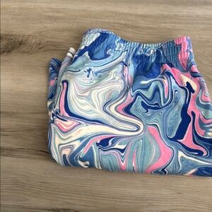 LuLaRoe Women's Athletic Shorts - Blue, Pink, Cream Swirl